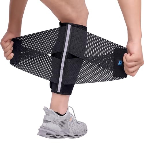 Calf Brace Compression Sleeve for Torn Calf Muscle fit Men & Women, L/XL Black