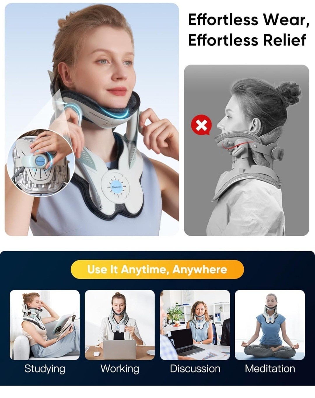 Cervical Neck Traction Device: Neck Stretcher for Cervical Pain Relief, Electric