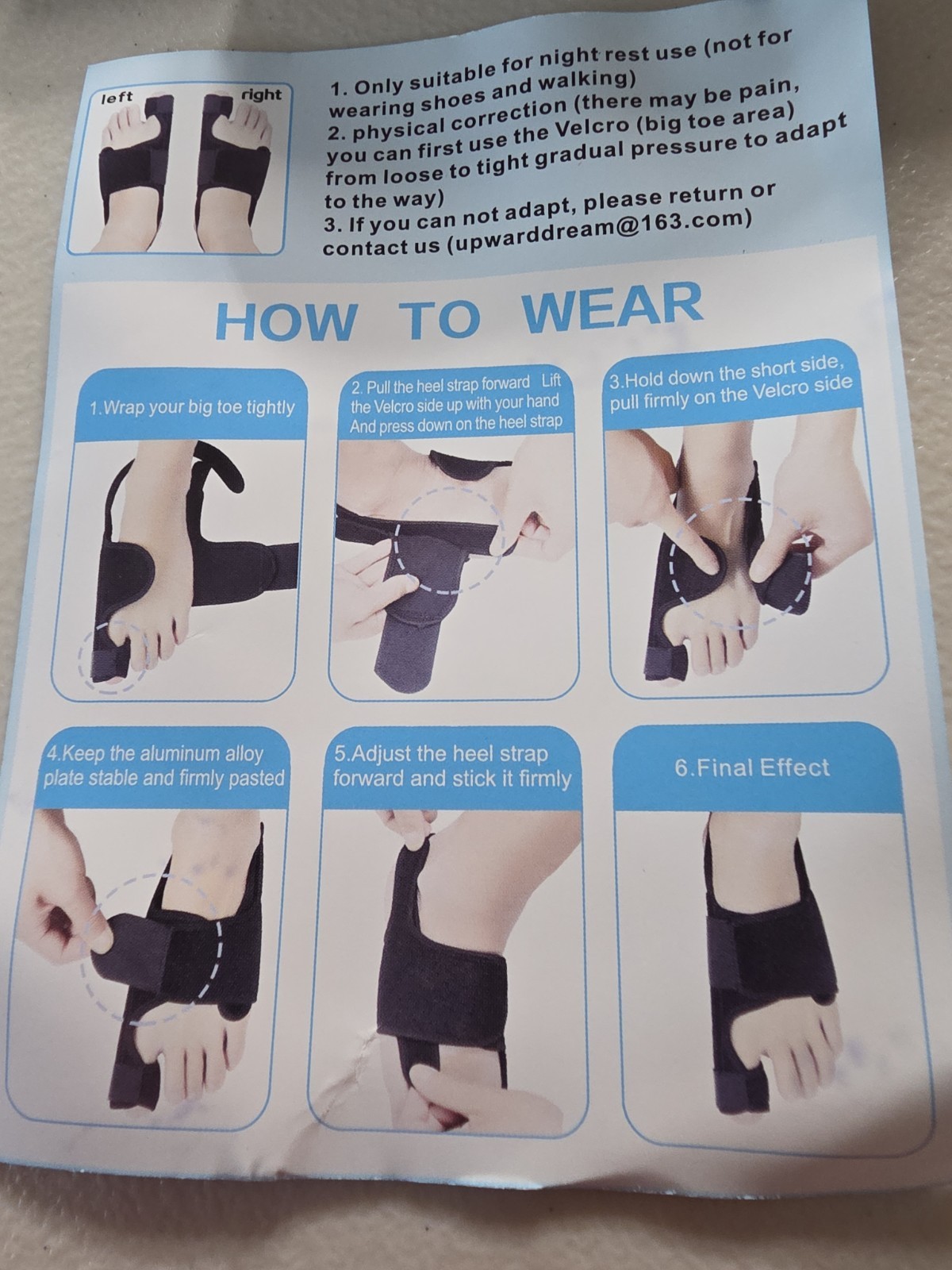** MOONSMILE ** ‘ BUNION SPLINTS – BLACK ‘ ONE PAIR