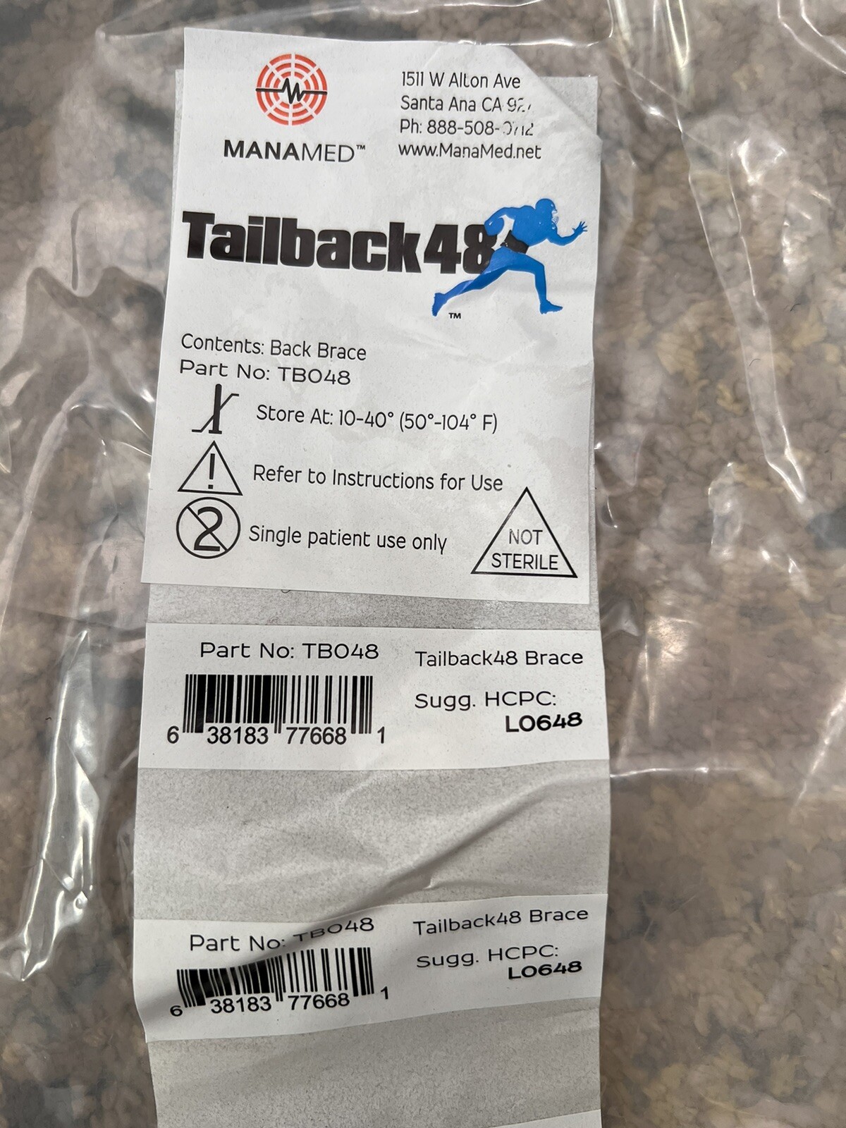 New Manamed Tailback 48 TBO48 Back Brace Universal L0648