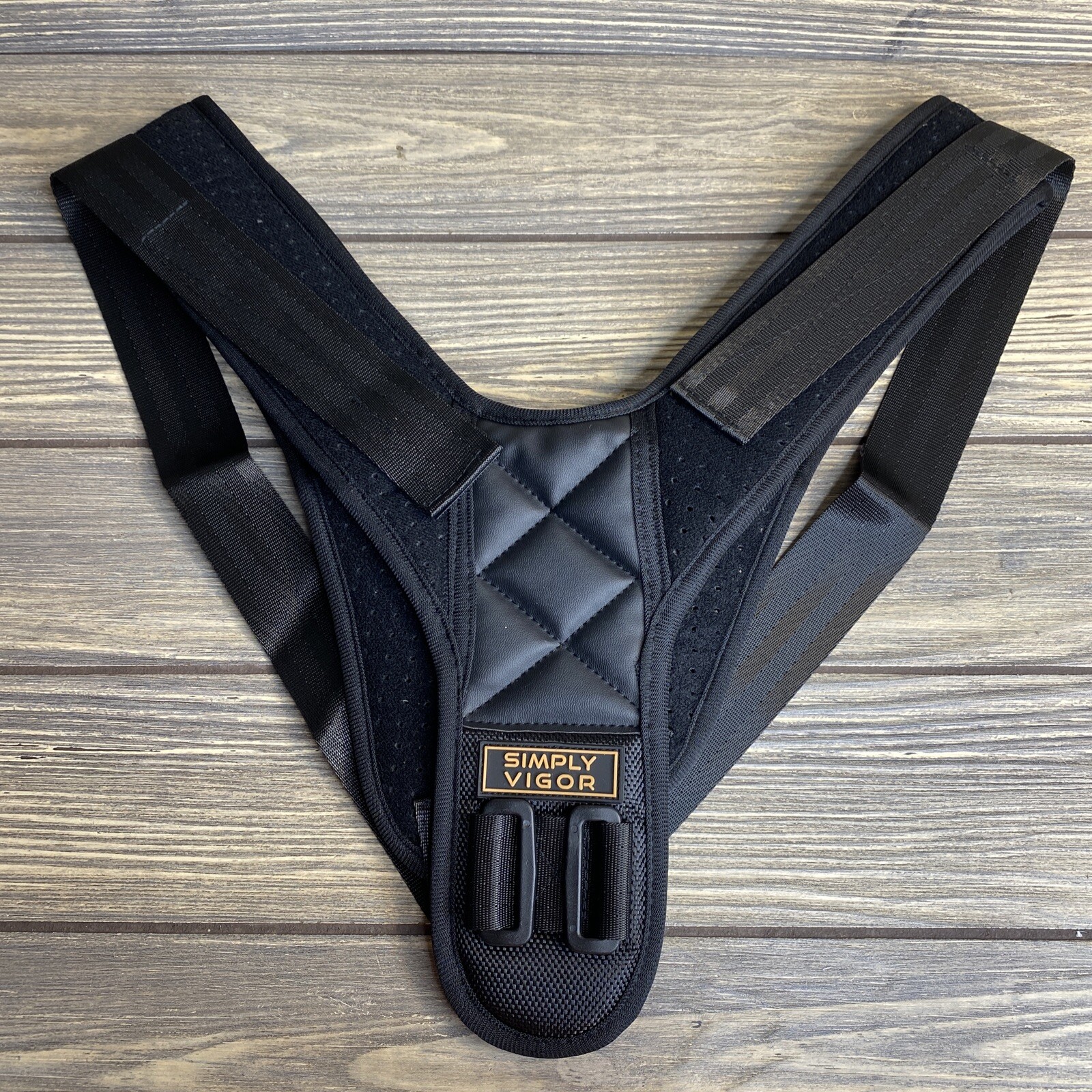 Simply Vigor Posture Corrector Shoulder Brace Adult Unisex Black Size Large