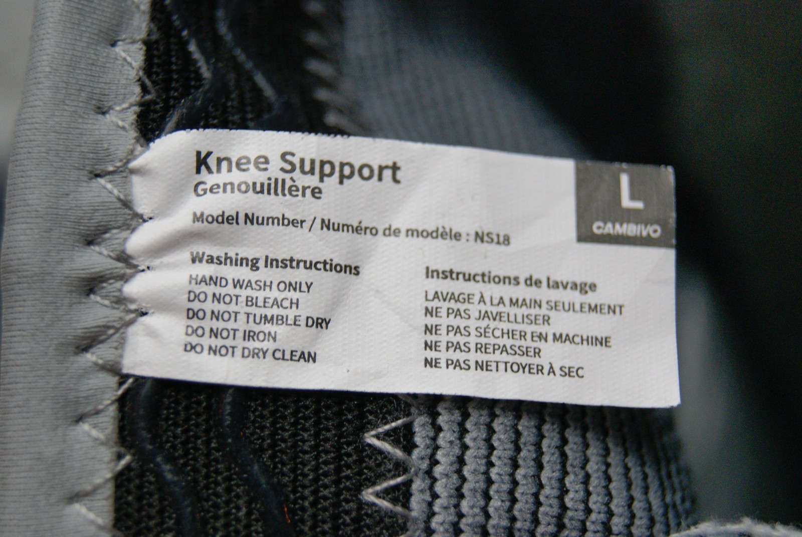 pair of cambivo knee compression support sleeves semi-rigid inserts large gray