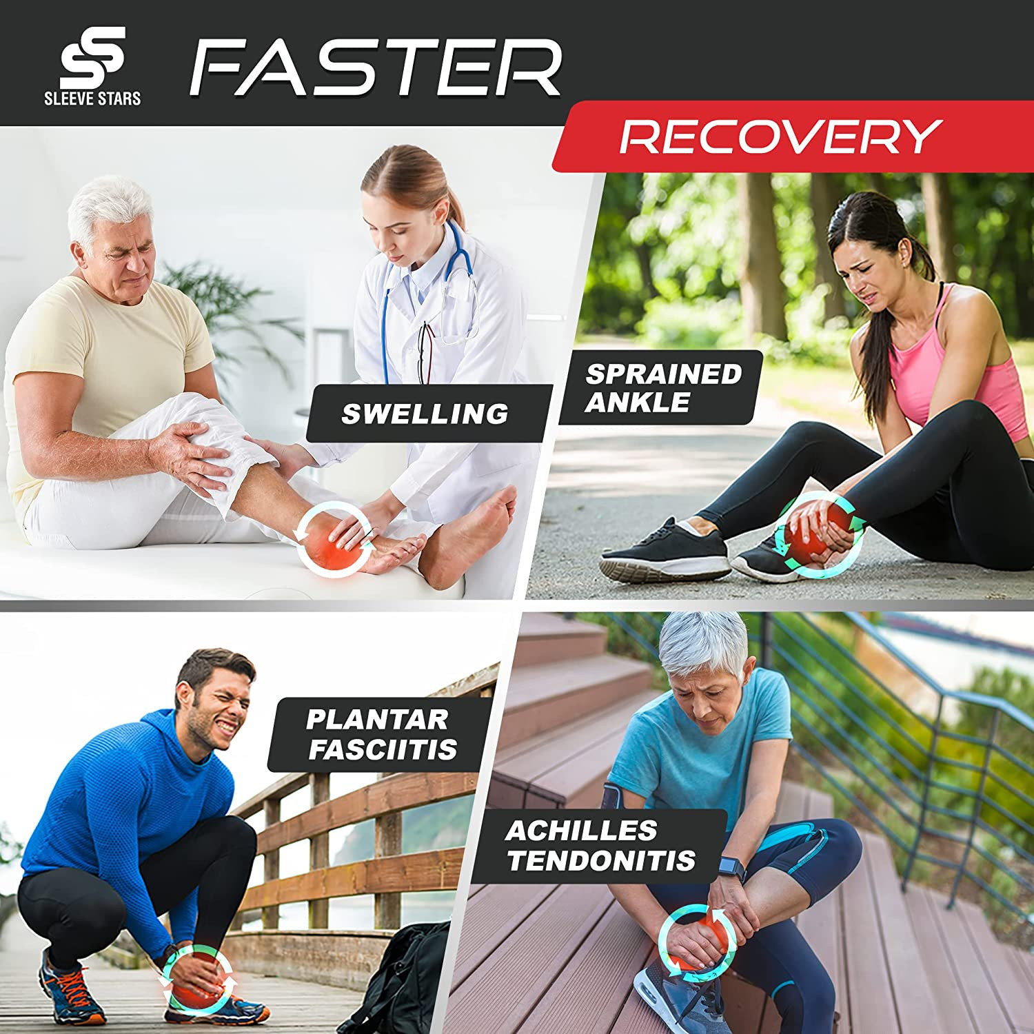 Ankle Brace for Sprained Ankle, Plantar Fasciitis Relief Achilles Tendonitis Bra
