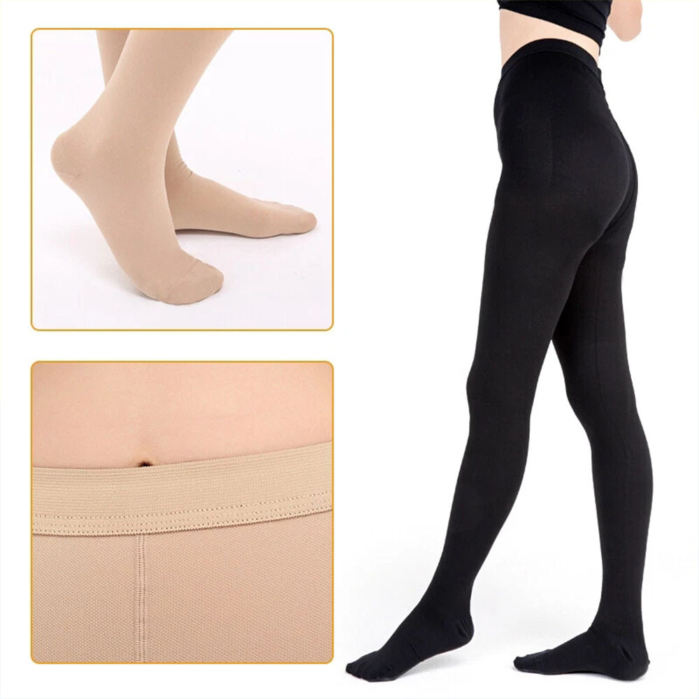 Graduated Compression Full Support Pantyhose 23-32 mmHg Medical Stockings Black