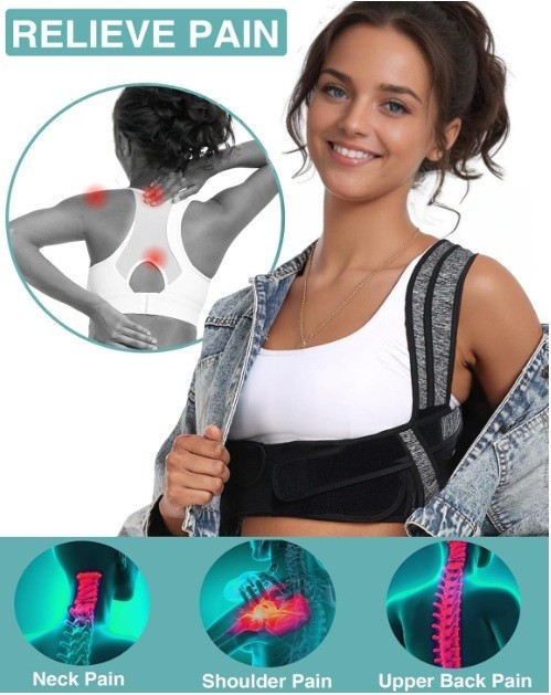Posture Corrector for Women Men,BI-Straps Back Straightener – Bamboo Fiber XL