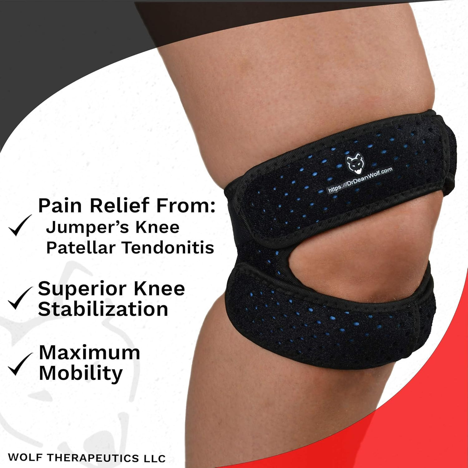 Dr. Wolf Dual Knee Strap for Patellar Tendon Support – Pain Relief Band for Jump