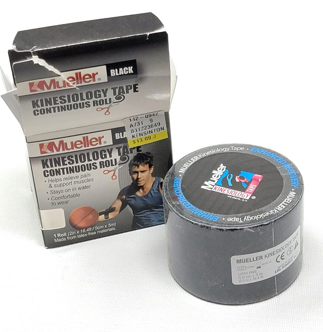 Mueller Kinesiology Tape Muscle Pain Relief Continuous Roll Black 2″ x 16.4′