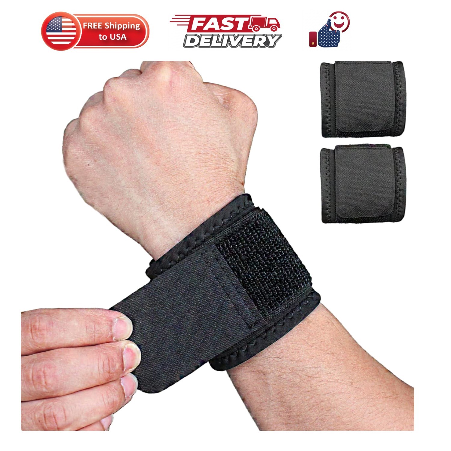 2 Pack Wrist Brace Adjustable Wrist Support Wrist Straps for Fitness Weightli…