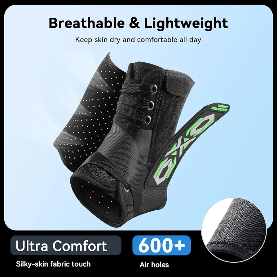 Adjustable Ankle Stabilizer with laces with Lateral Stabilizing Pads for sprains