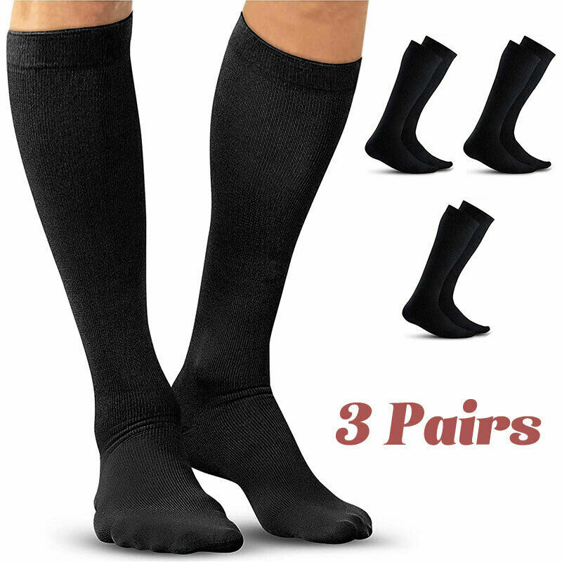 3pair Compression Stockings Below Knee Hose Leg Support Socks Stretch Orthopedic