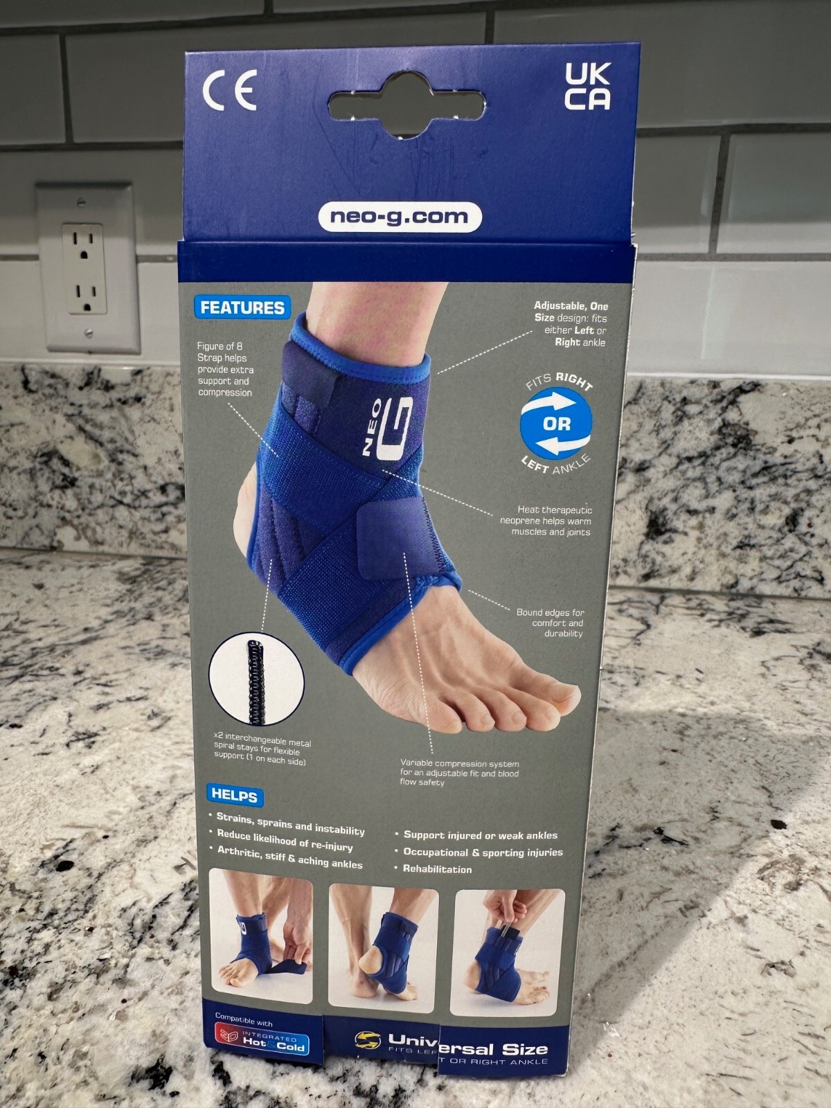 NEO-G Stabilized Ankle Support With Adjustable Figure 8 Strap Universal Size NEW