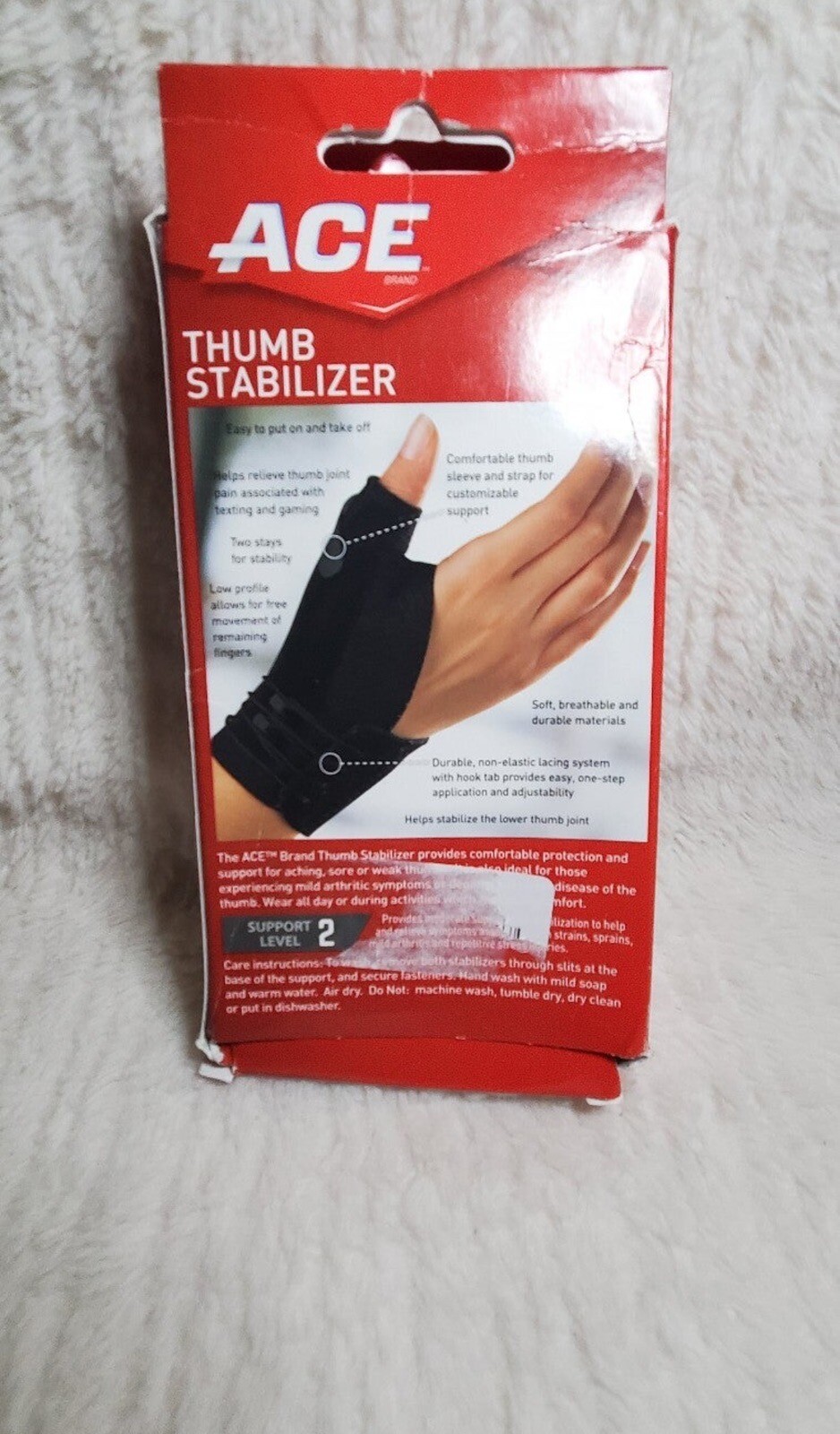 ACE Deluxe Thumb Stabilizer, Adjustable, Black, 1/Pack