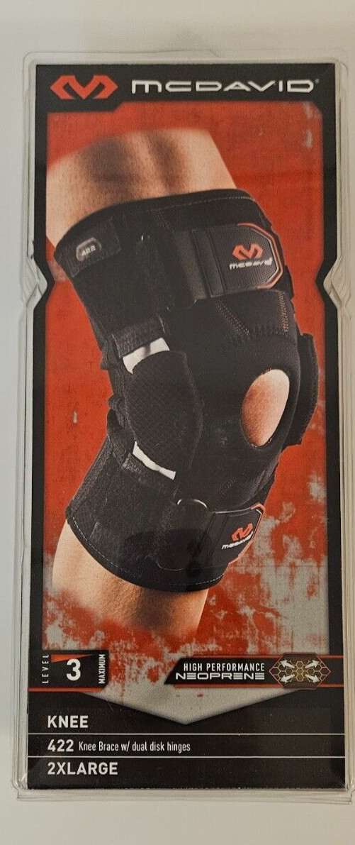 mcdavid knee brace 422 adult XL black hinged hook & loop closure new level 3