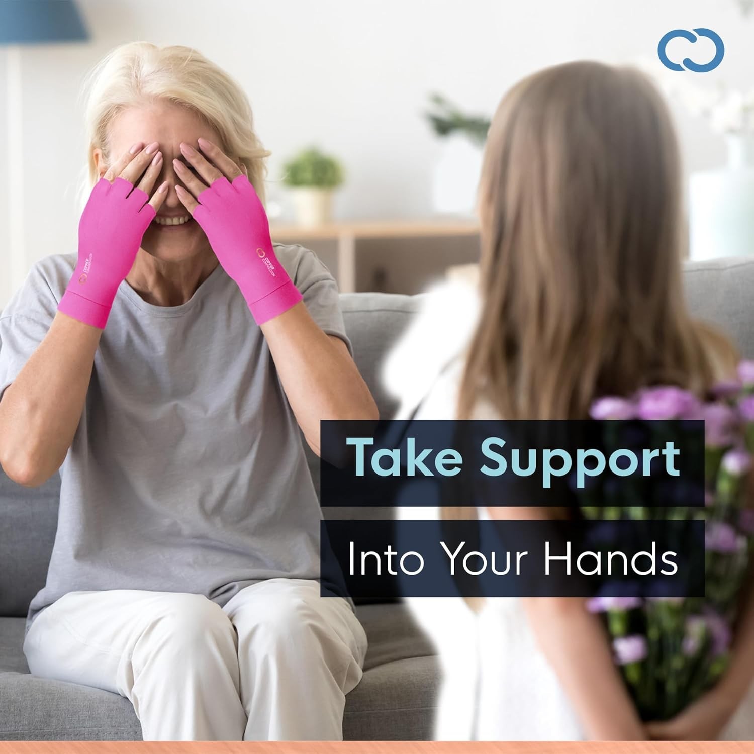 Copper-Infused Compression Fingerless Gloves, Pink – Size M | For Joint Relief