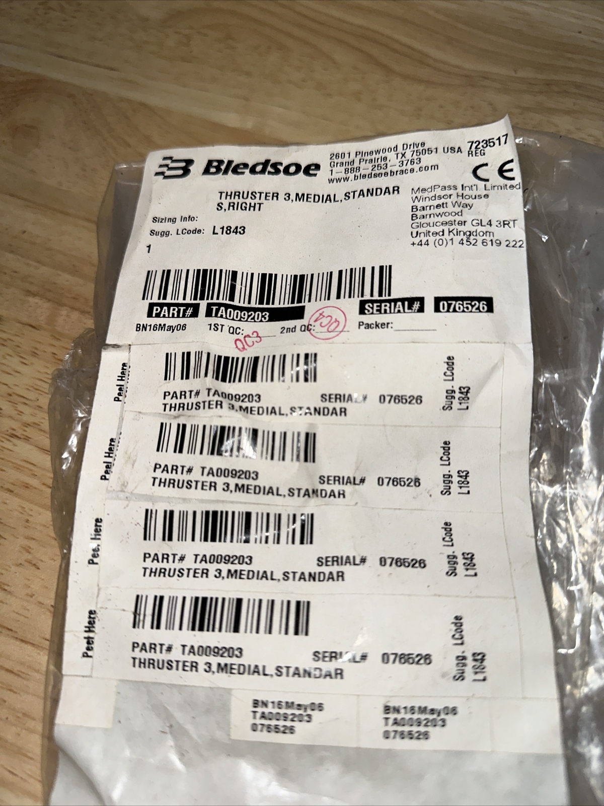 BLEDSOE THRUSTER 3 MEDIAL STANDARD SIZE S RIGHT