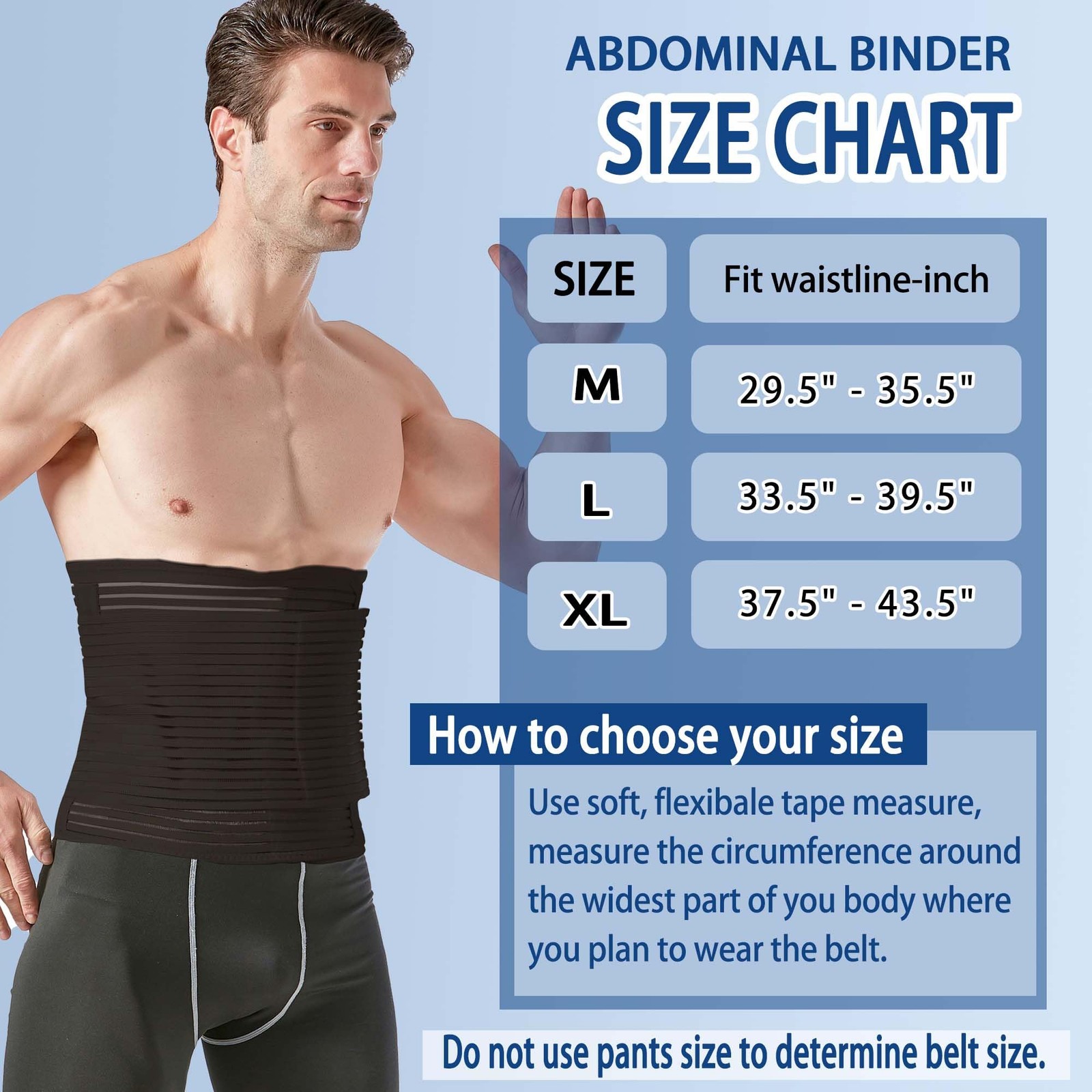 Abdominal Binder for Post Surgery & Postpartum Recovery, Abdomen Hernia Suppo…