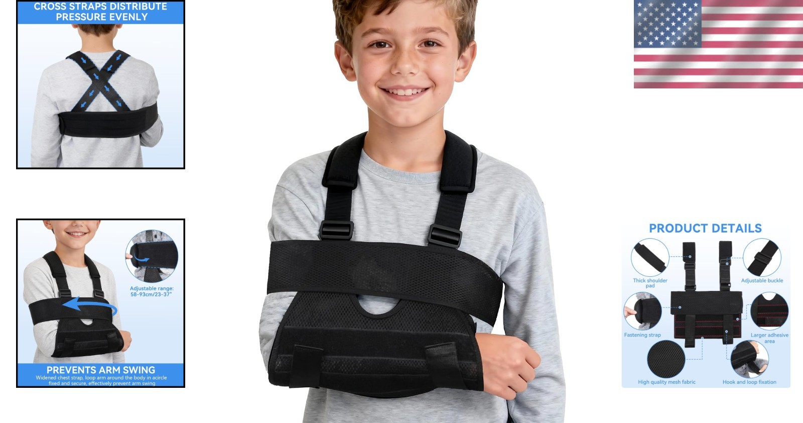 Breathable Mesh Arm Sling for Children – Adjustable Shoulder Immobilizer (XS)