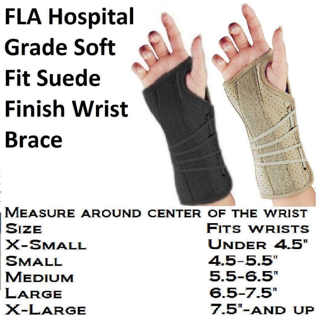 FLA Soft Fit Suede Finish Wrist Brace Black Left Hand X-Large Carpal Tunnel Synd