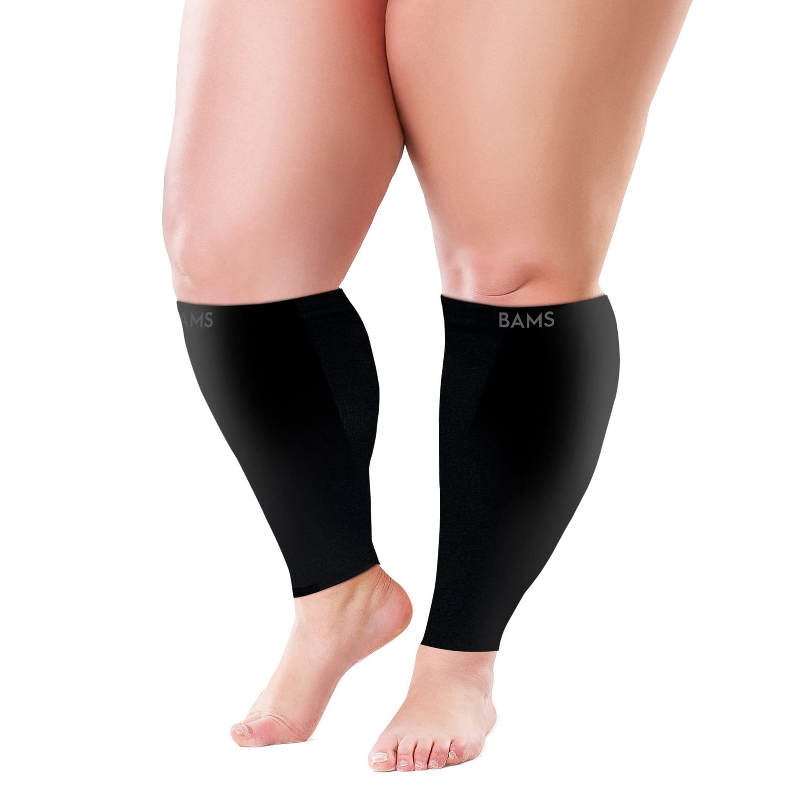 BAMS Plus Size Calf Compression Sleeve for Women & Men, 3X-Large, Black