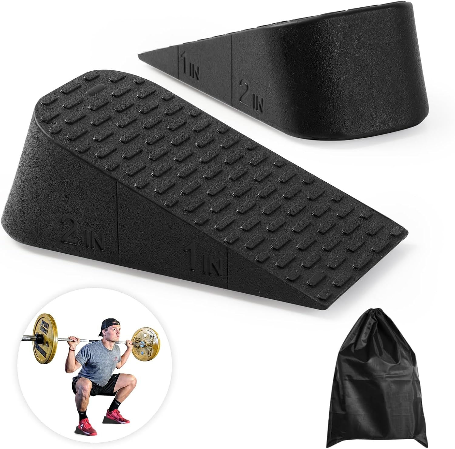 Squat Wedge Elevated Squats Block: Portable Knees Over Toes M-Size, Black