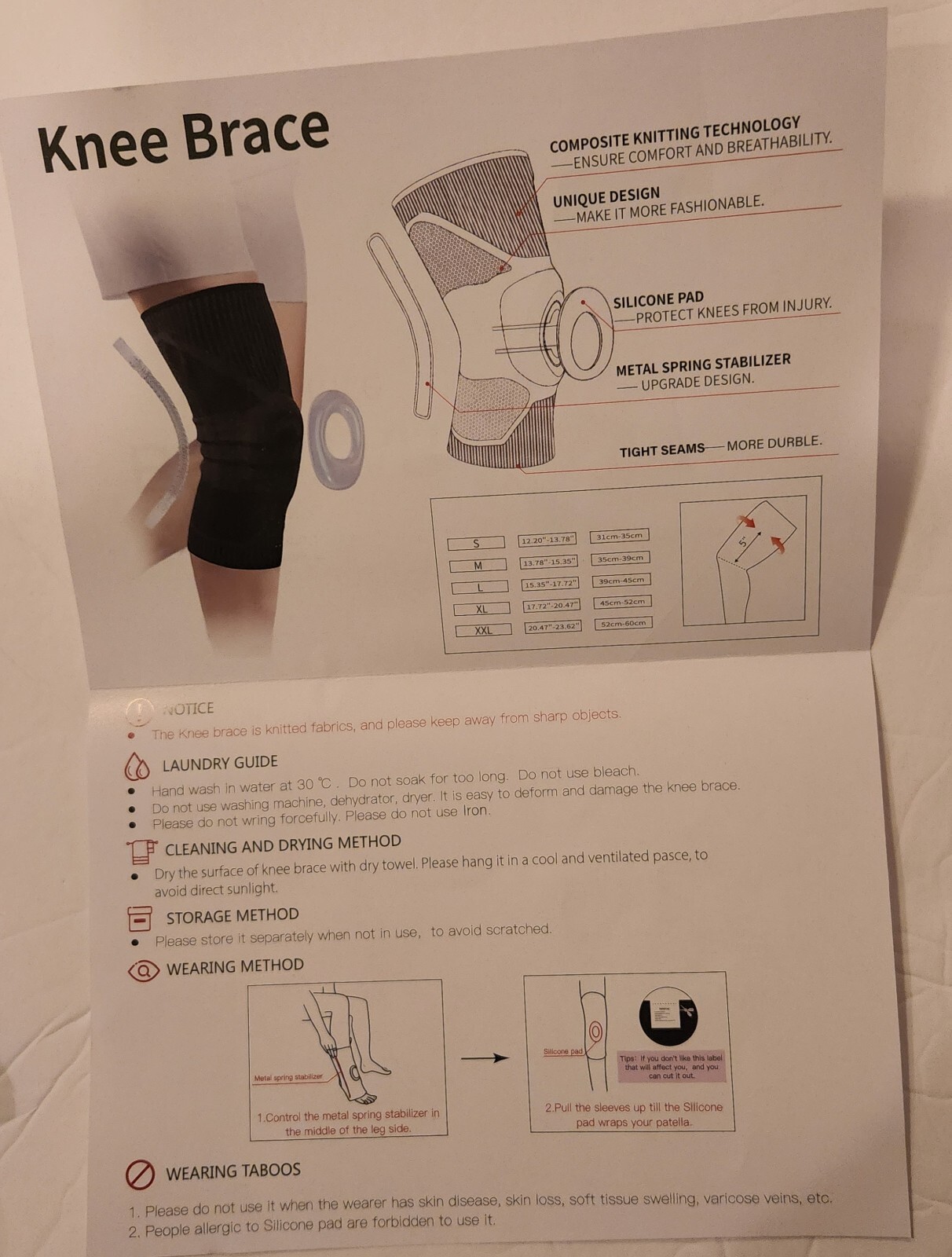 BSRSTAR Knee Brace Sports Protection Series Joint Pain Relief Size L Black NEW
