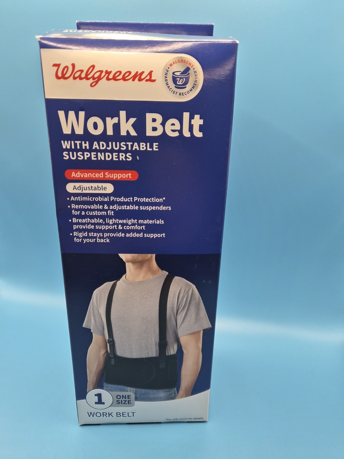 Walgreens Back Work Belt w/Adjustable Suspenders Advanced Support 1 Size