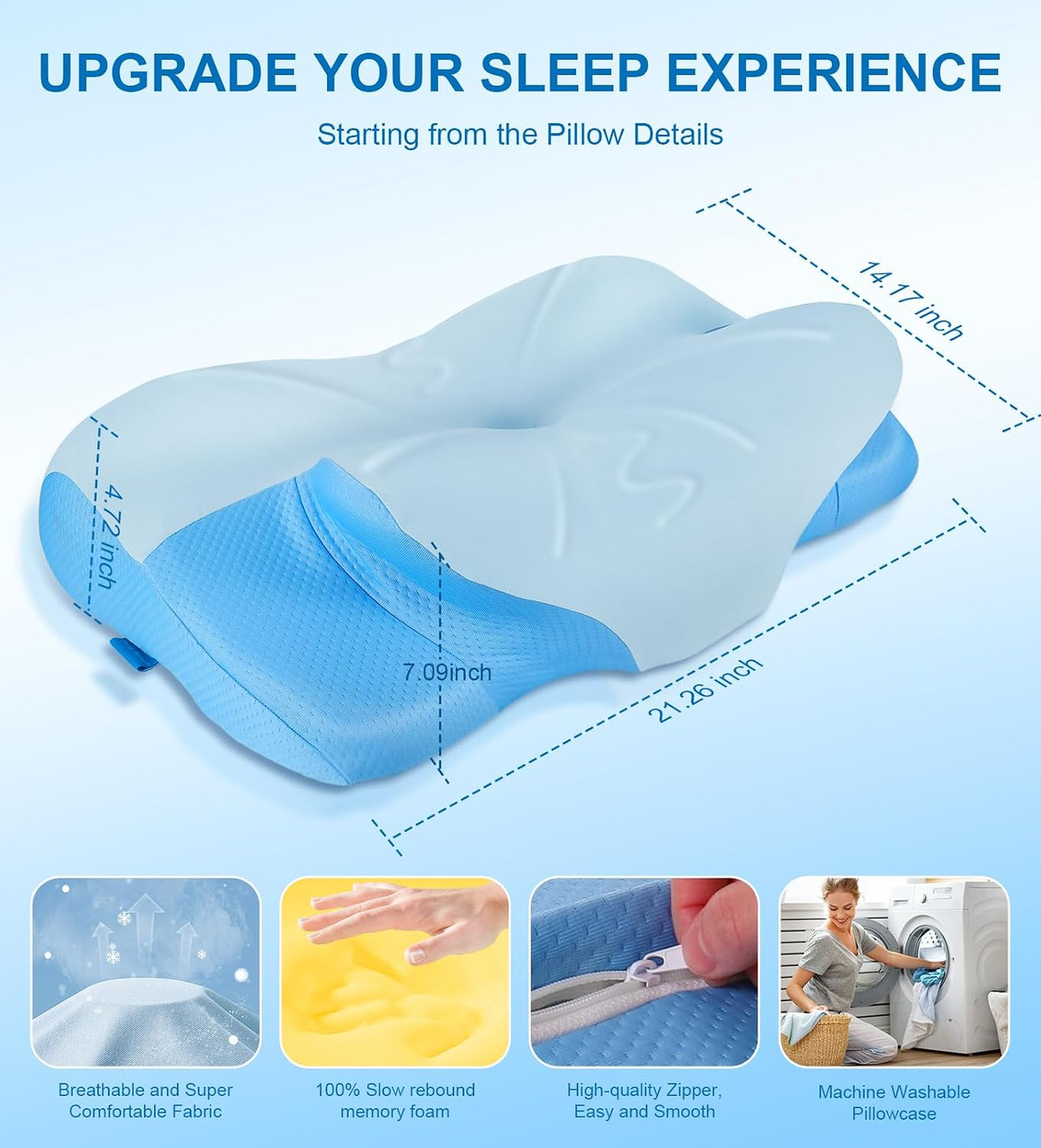 Cervical Pillow Support Memory Foam Contour Adjustable Neck Pillow for Side Back