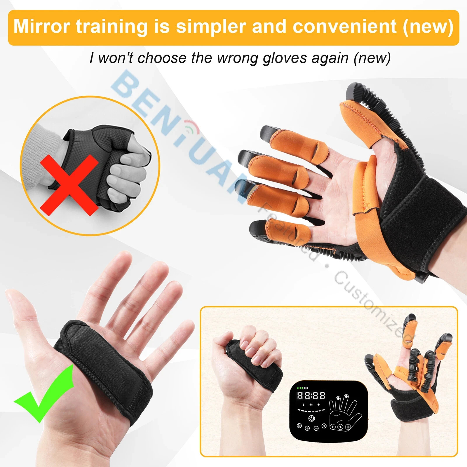 Rehabilitation Robot Gloves, Training Glove for Stroke Rehab Hand Finger Right L