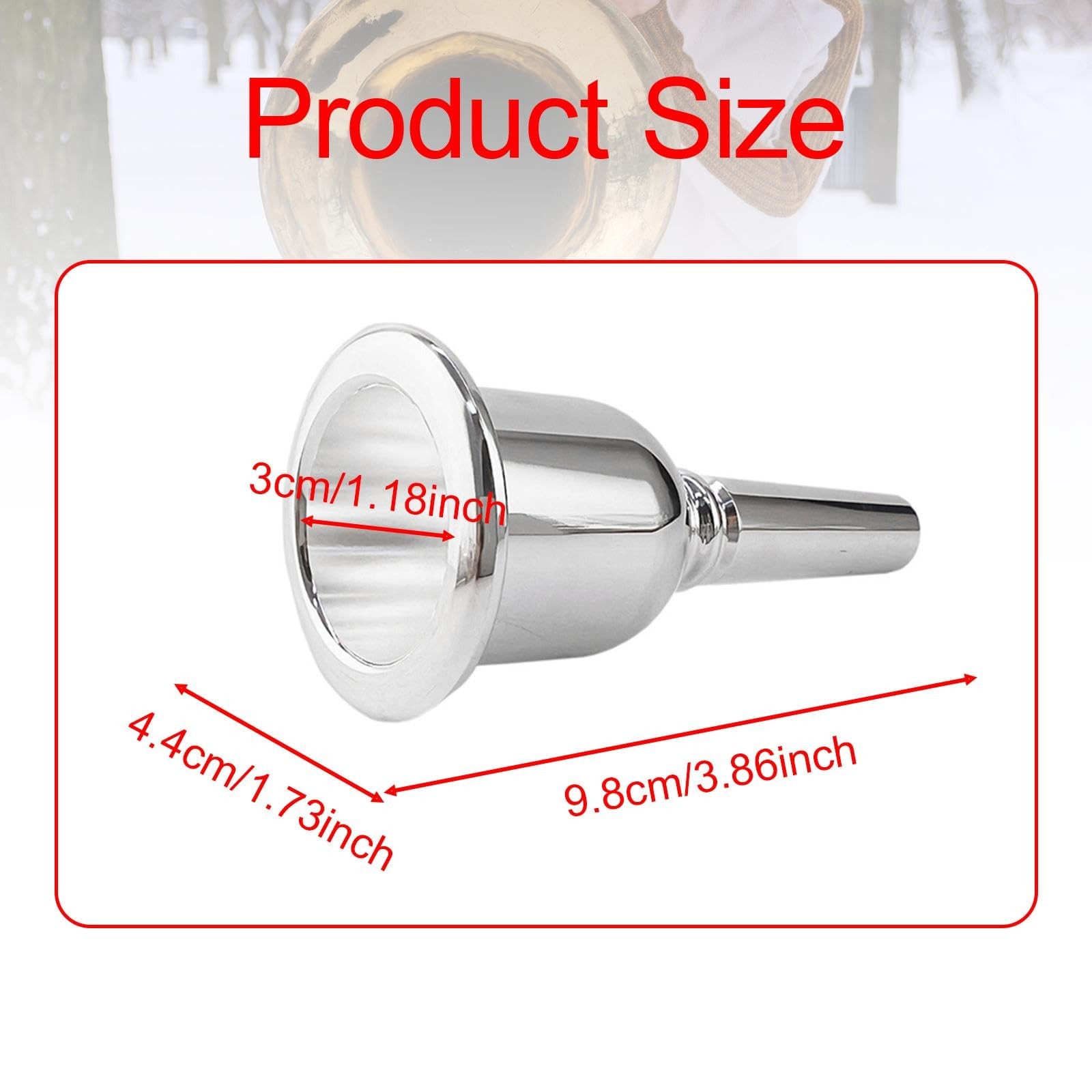 Silver Plated Tuba Mouthpiece for Beginners – Brass Large Mouthpiece with 1.7…