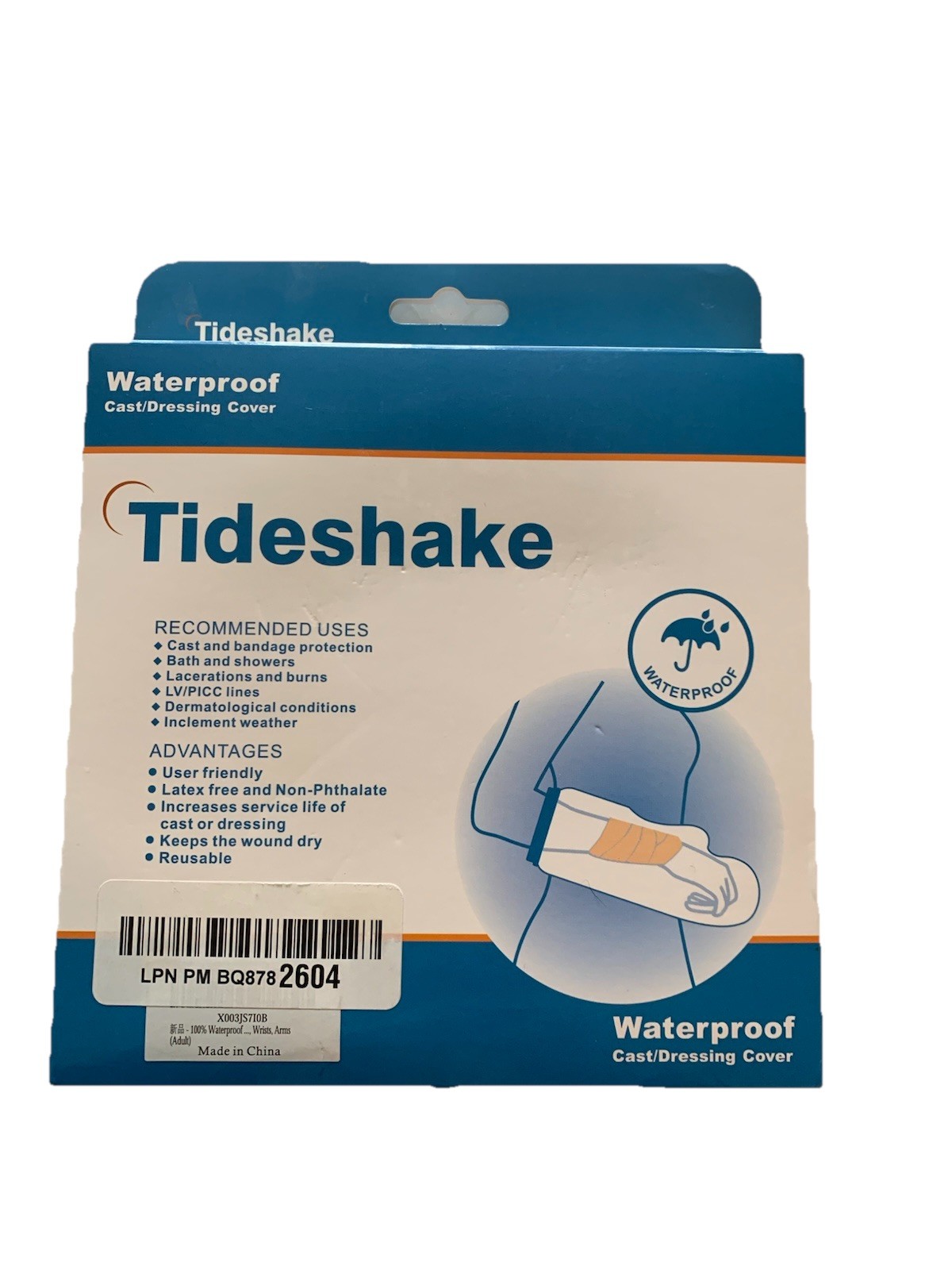 Tideshake Waterproof Cast/Dressing/PICC Line Cover Sz Adult Arm Reusable NIB
