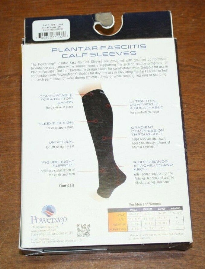 NEW POWERSTEP 7015-10SM PLANTAR FACIITIS CALF SLEEVES SIZE SMALL FREE SHIPPING