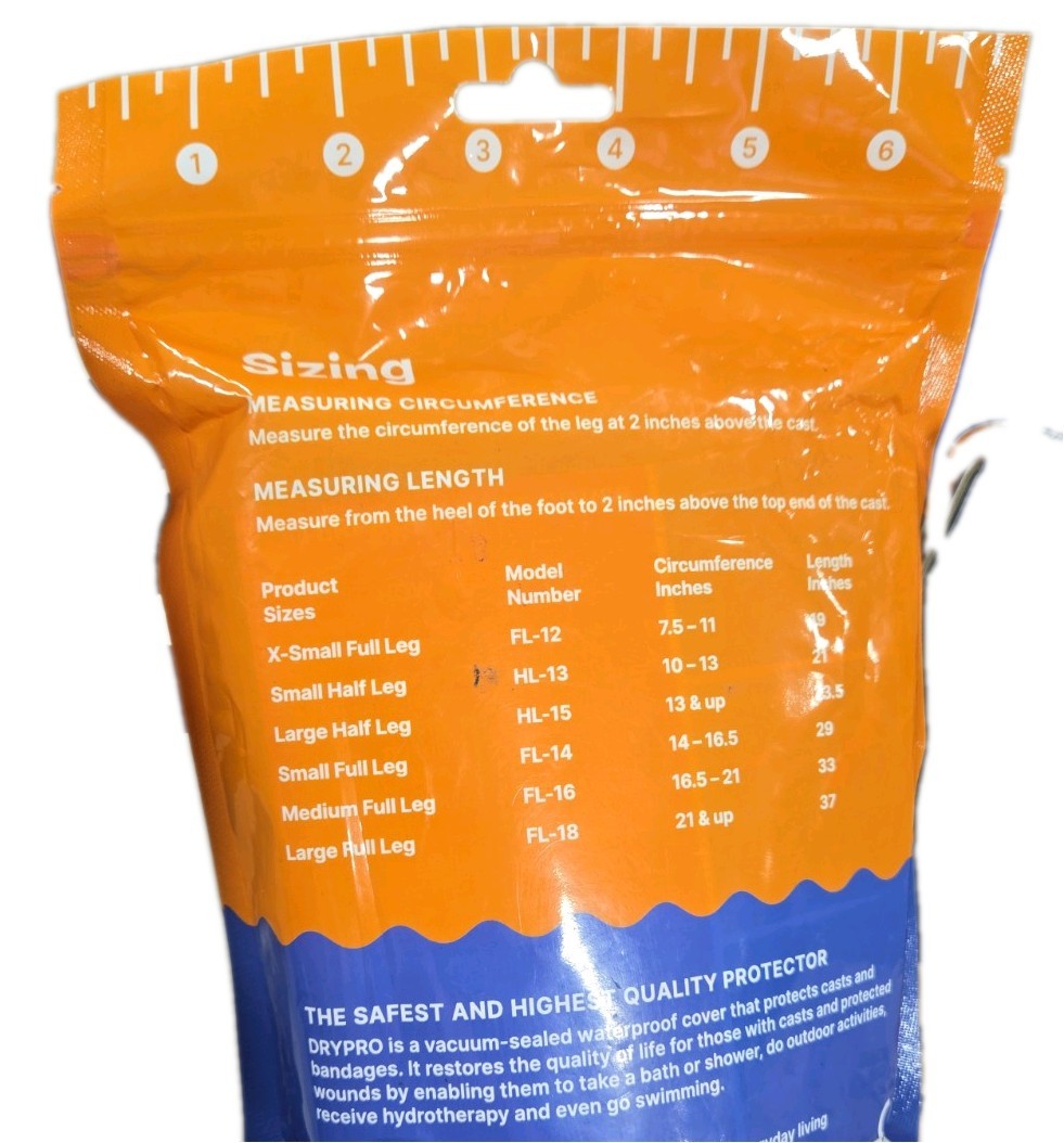 DRY PRO Waterproof Cast Protector Cover HA 15 Large Half Leg (New) Sealed