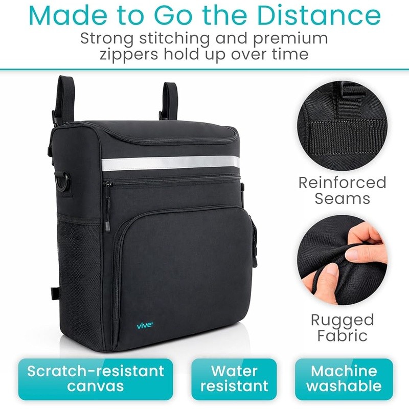 XL Wheelchair Bag Insulated Water Resistant Adjustable Straps Reflective Safety