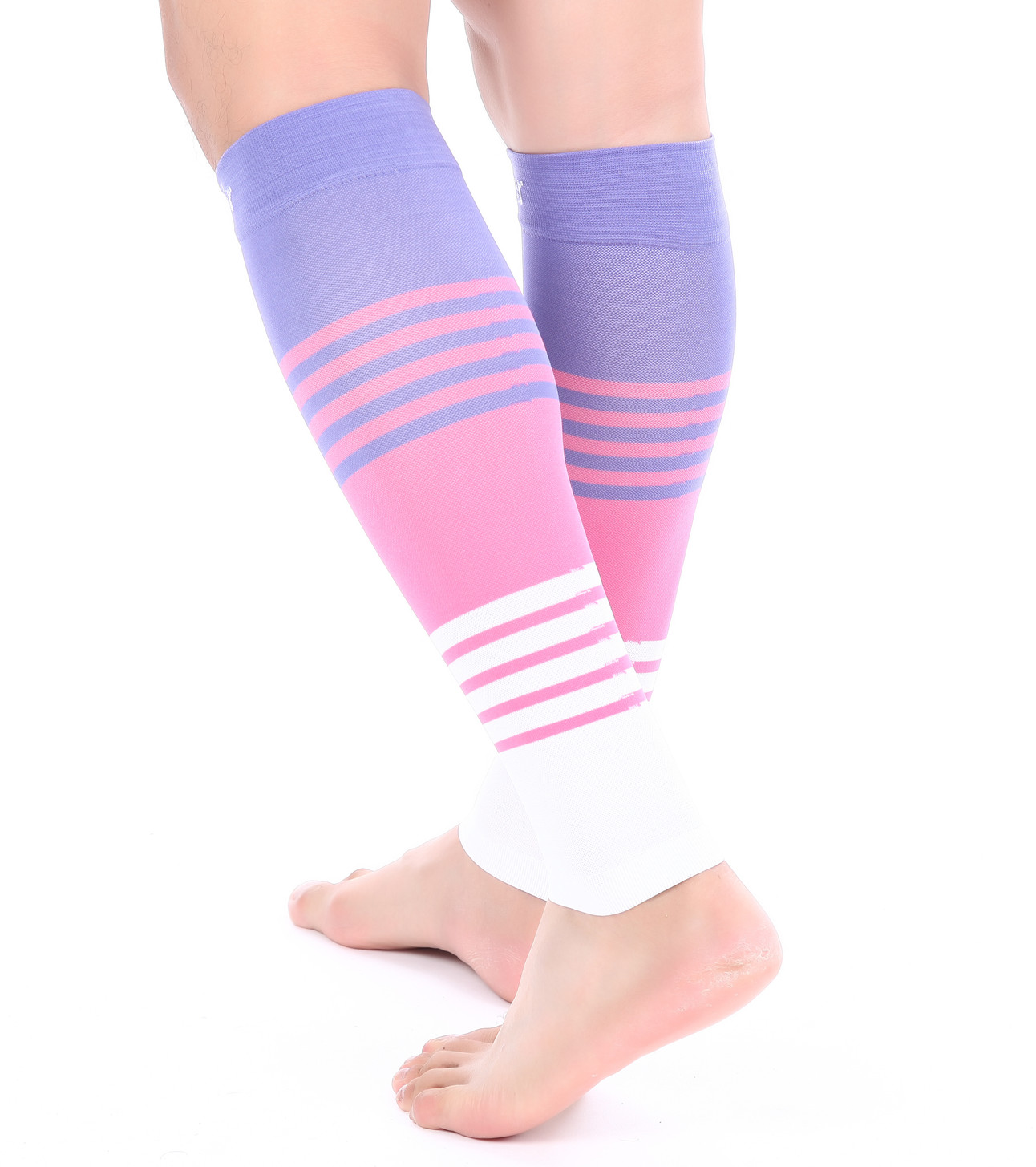 Doc Miller Calf Compression Sleeve 1Pair20-30mmHg Varicose Veins Sock VIOLET/PNK