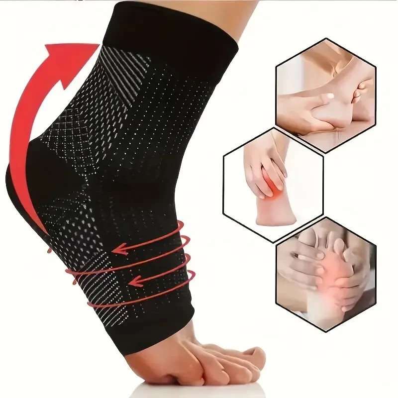 4 Pairs Socks Ankle Brace And Tendonitis Compression Sock Black (L-XL).
