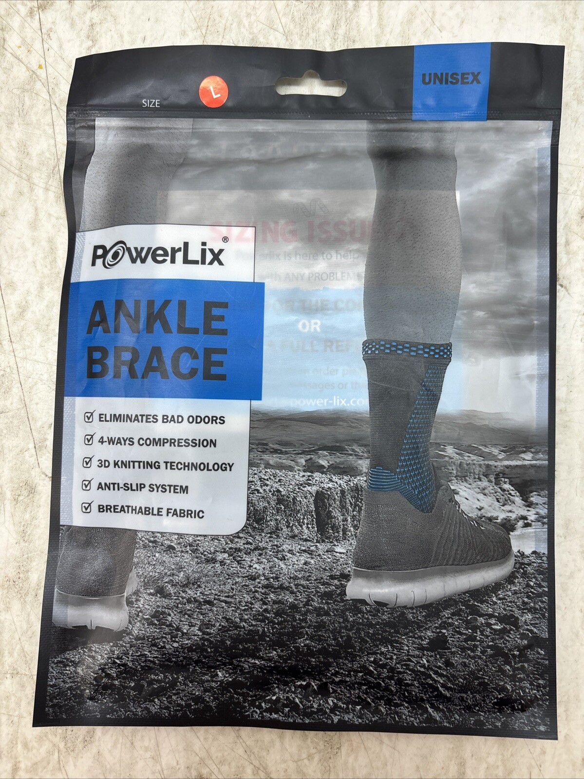 POWERLIX Ankle Brace Compression Support Sleeve Pair for Injury Recovery Large