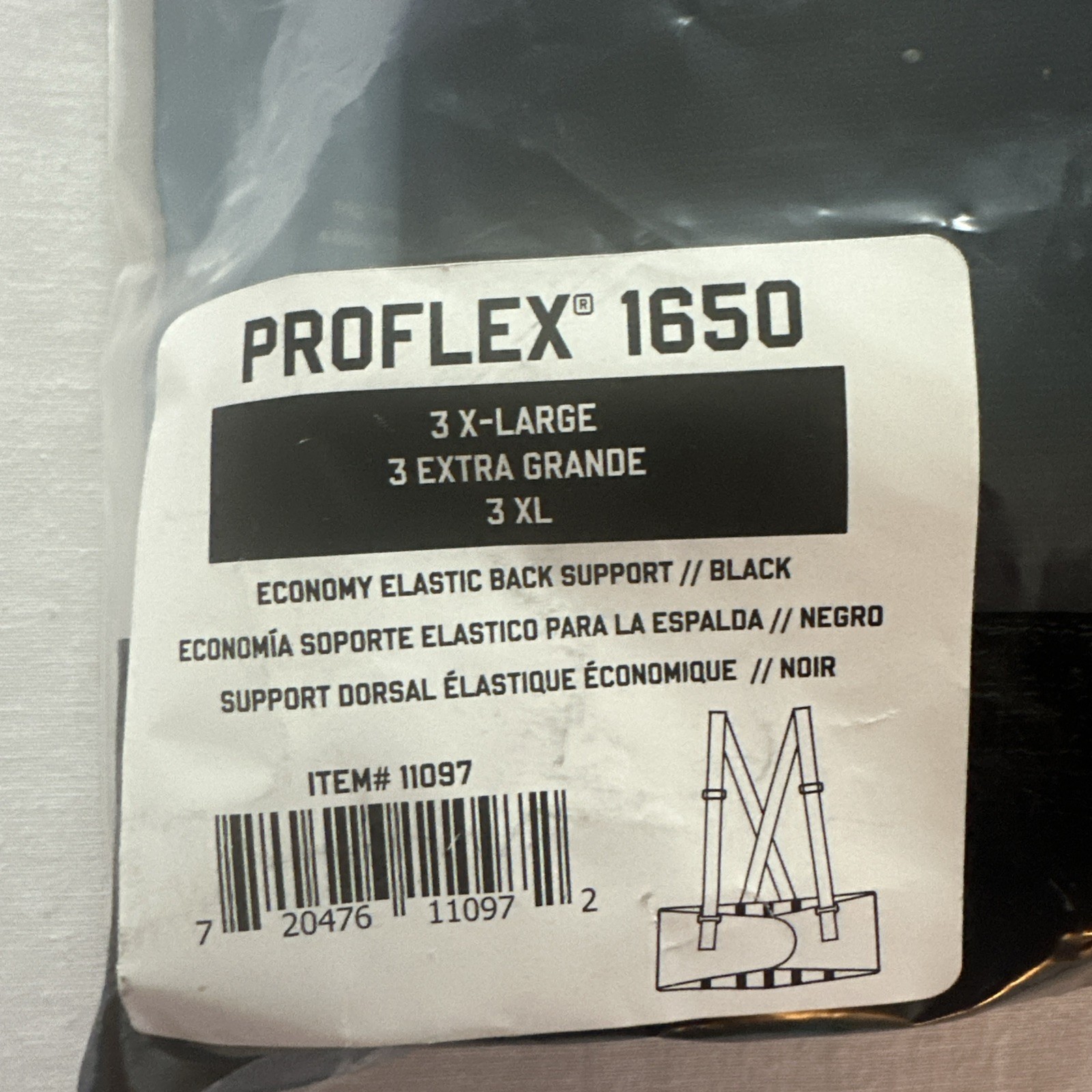 ProFlex 1650 Back Support Back Brace Men’s 3XL Black Lifting Bending Work Gear