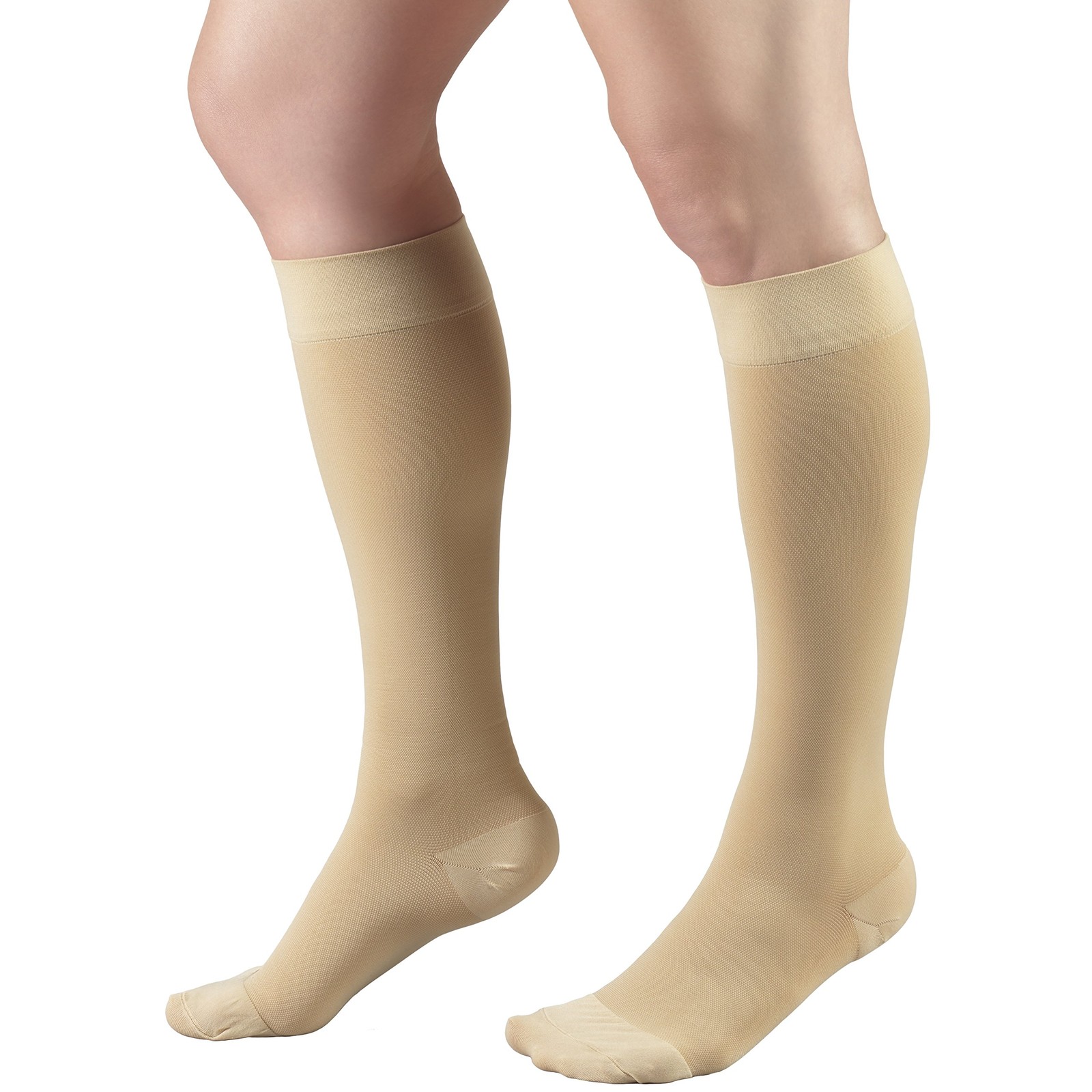Truform 15-20 mmHg Compression Stockings, Knee High, Unisex, Beige, X-L