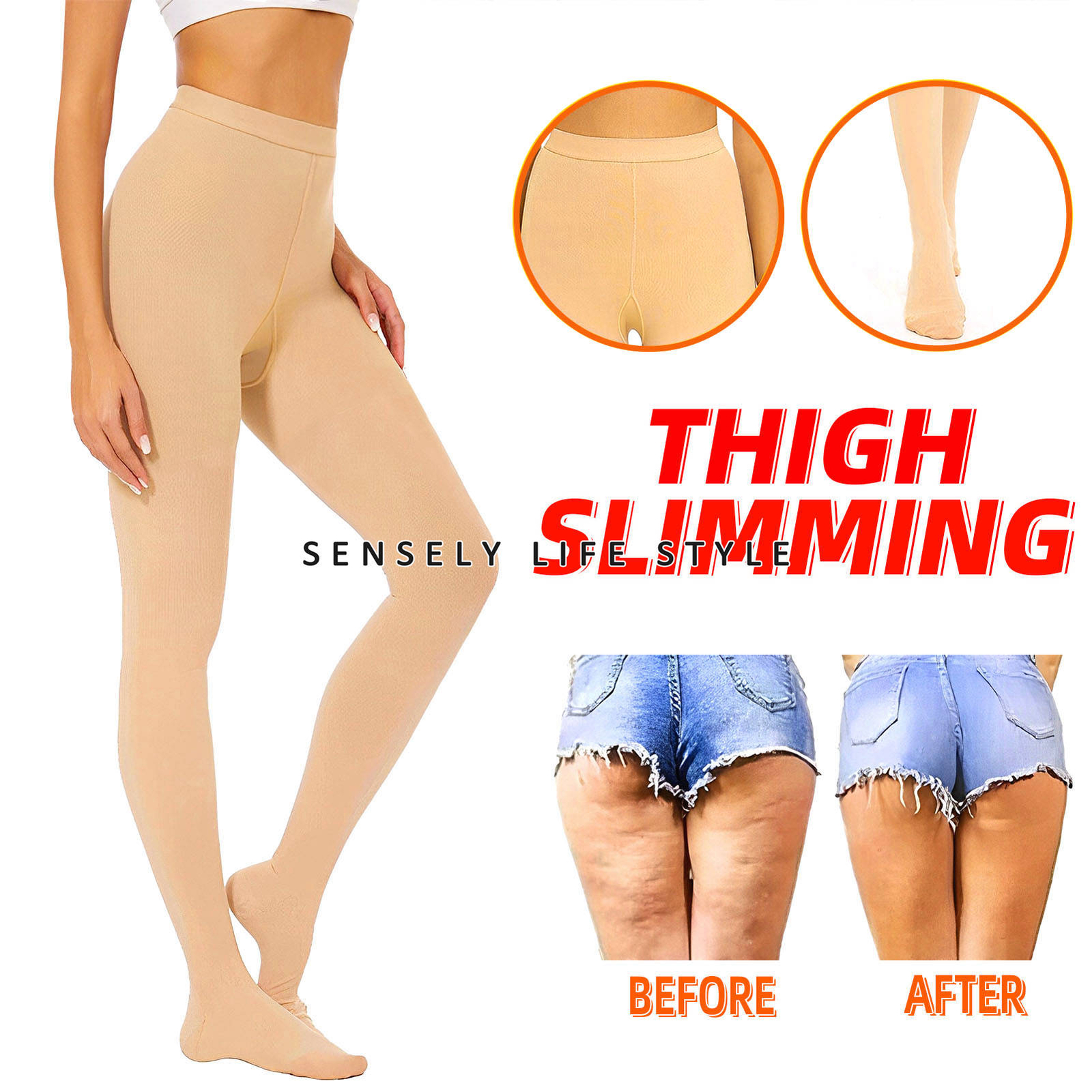 Close Toe Compression Pantyhose Stockings 20-30 mmHg Women’s High Waist Shaping
