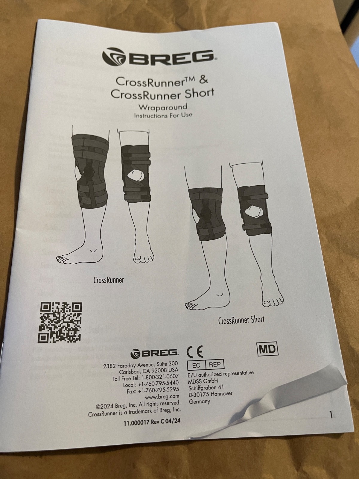 Breg CrossRunner Soft Wraparound Knee Brace with Straps Adjustable