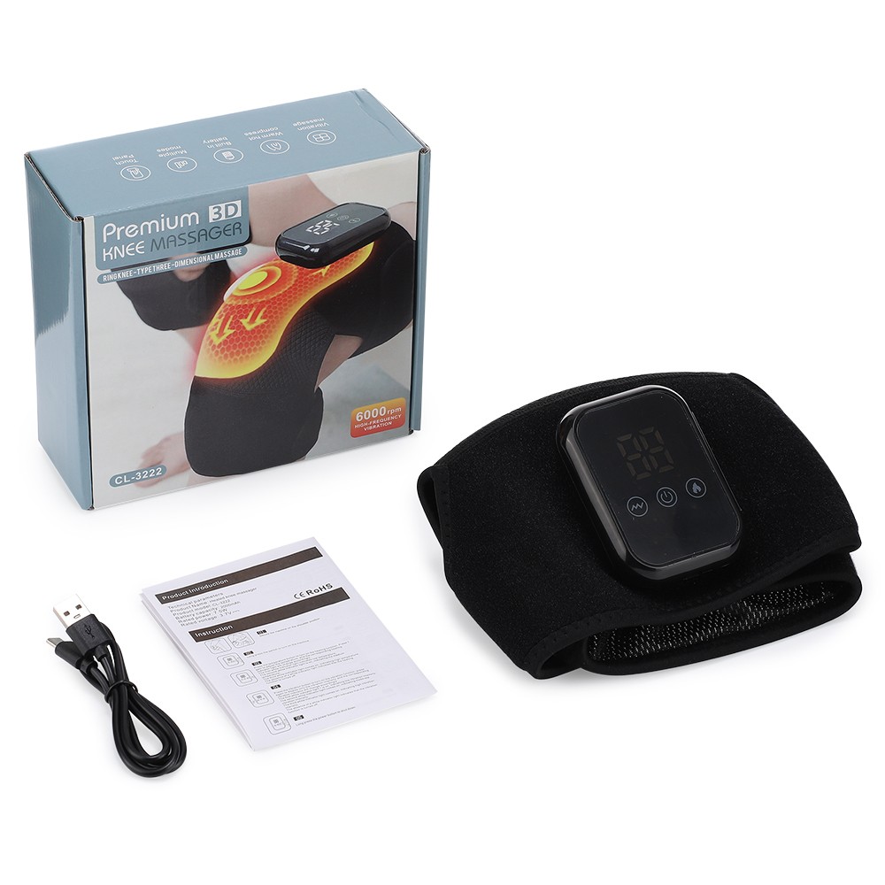 Electric Knee Massager for Pain Relief w/3 Levels Vibration & Heating Knee Brace