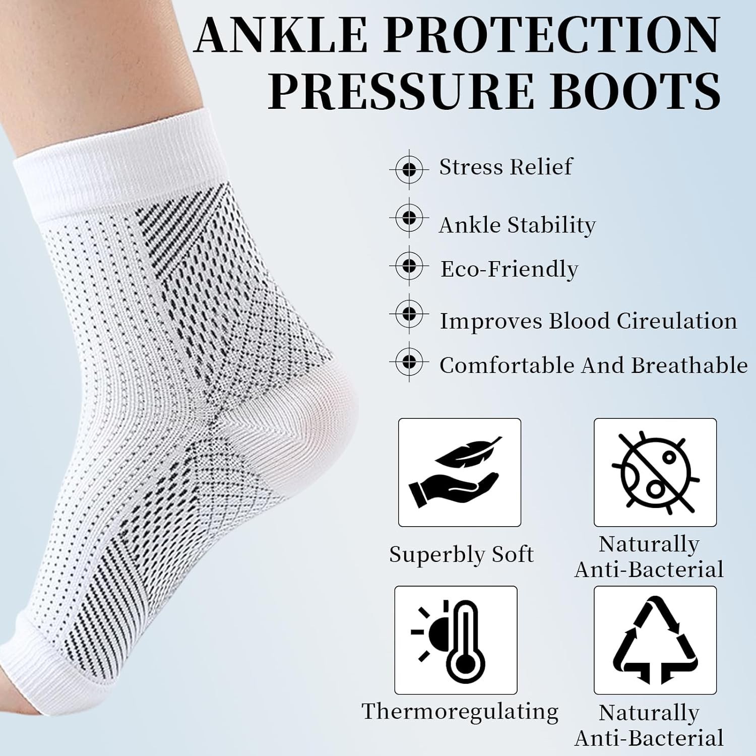 2 PCS One Compress Bamboo Foot Sleeves, Bamboos Anti Fatigue Socks, Ankle Pro…