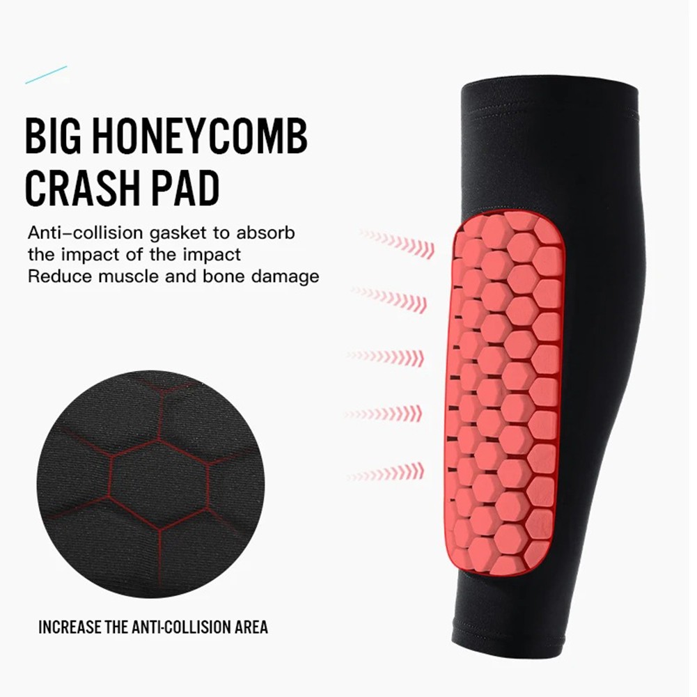 1Pcs Soccer Shin Guards Shin Defender Calf Compression Sleeve with Honeycomb Pad