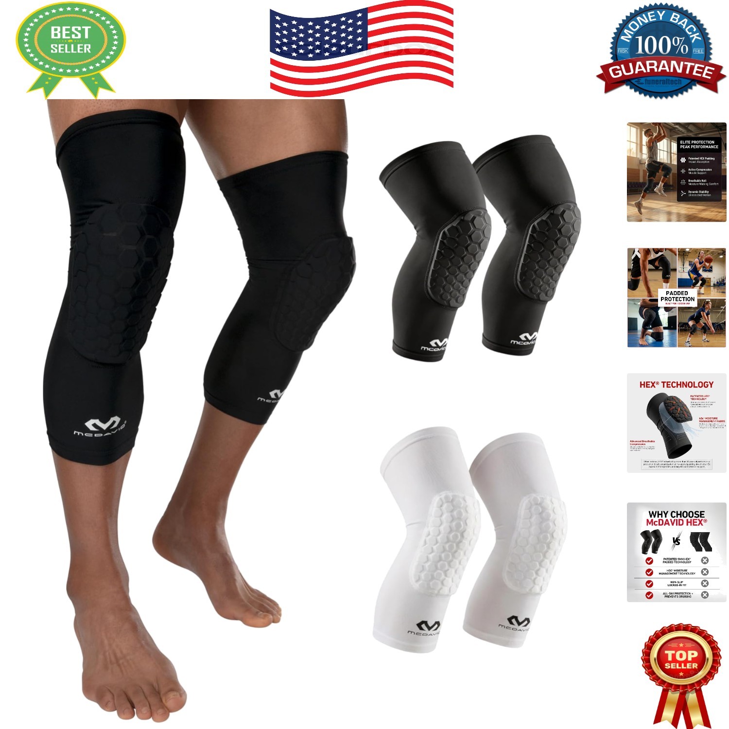 Breathable Knee Compression Sleeves with Hex Padding for Sports Performance