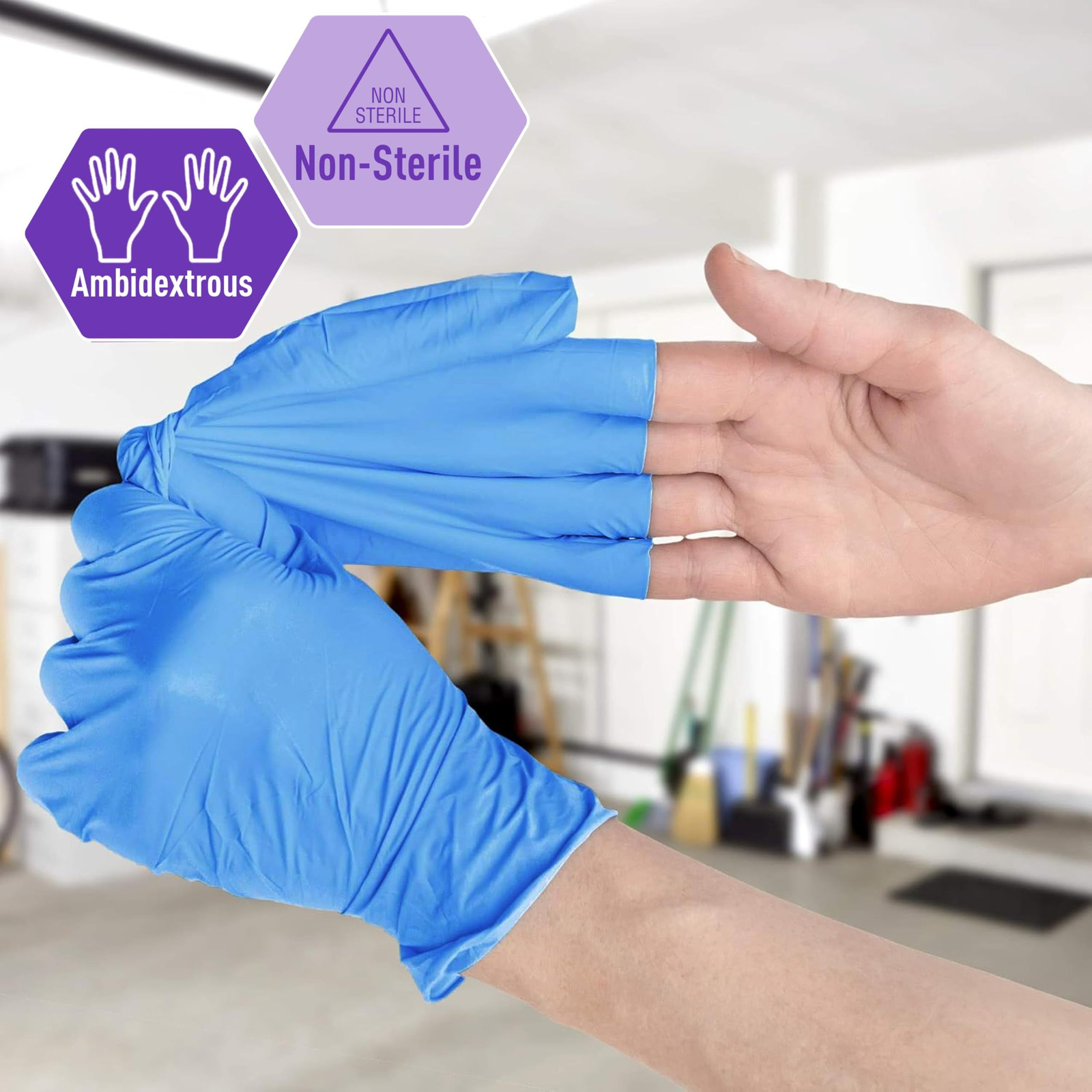 MED PRIDE Nitrile/Vinyl Blend Exam Gloves, Powder-Free, Small, Blue