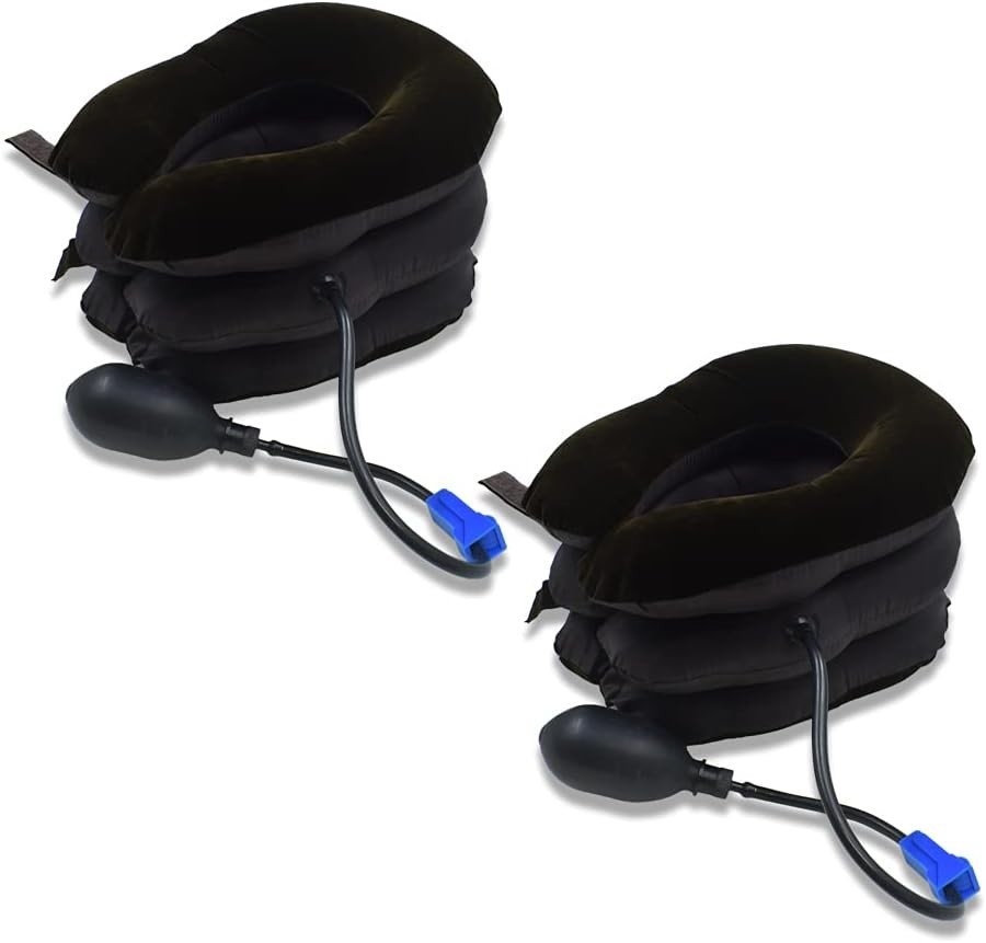 2 PK Estirador de Cuello Ajustable Inflable Alivio de Dolor Uso en Casa Regalo M