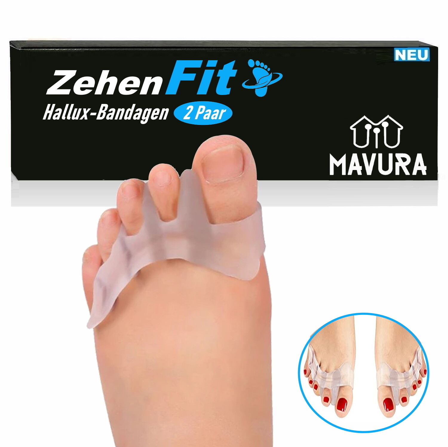 ToeFit Toe Spreader Splint Hallux Valgus Bandage Flip Flops [2 Pairs]