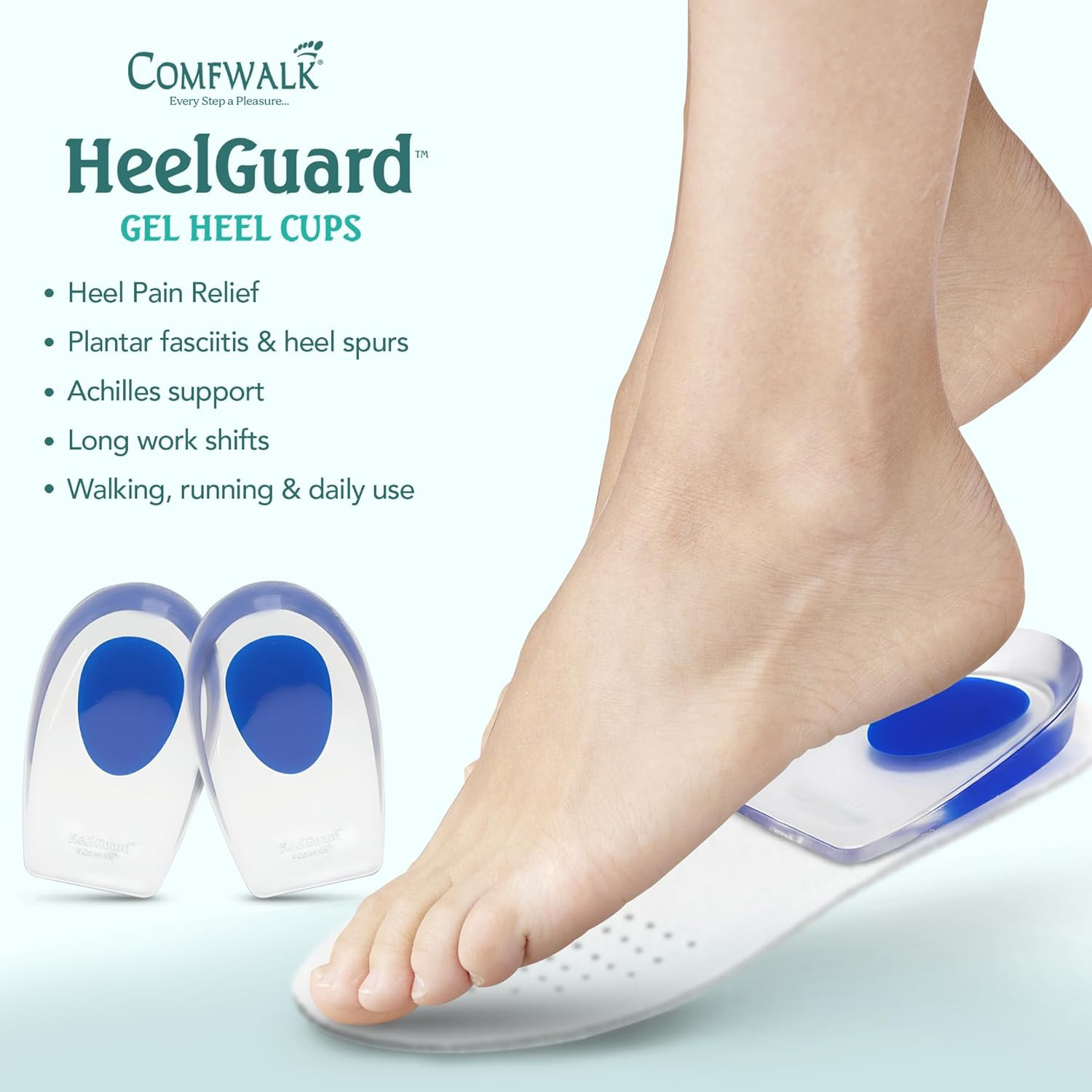 ® Heelguard™ – Gel Heel Cups for Heel Pain Relief, Plantar Fasciitis & Heel Spur
