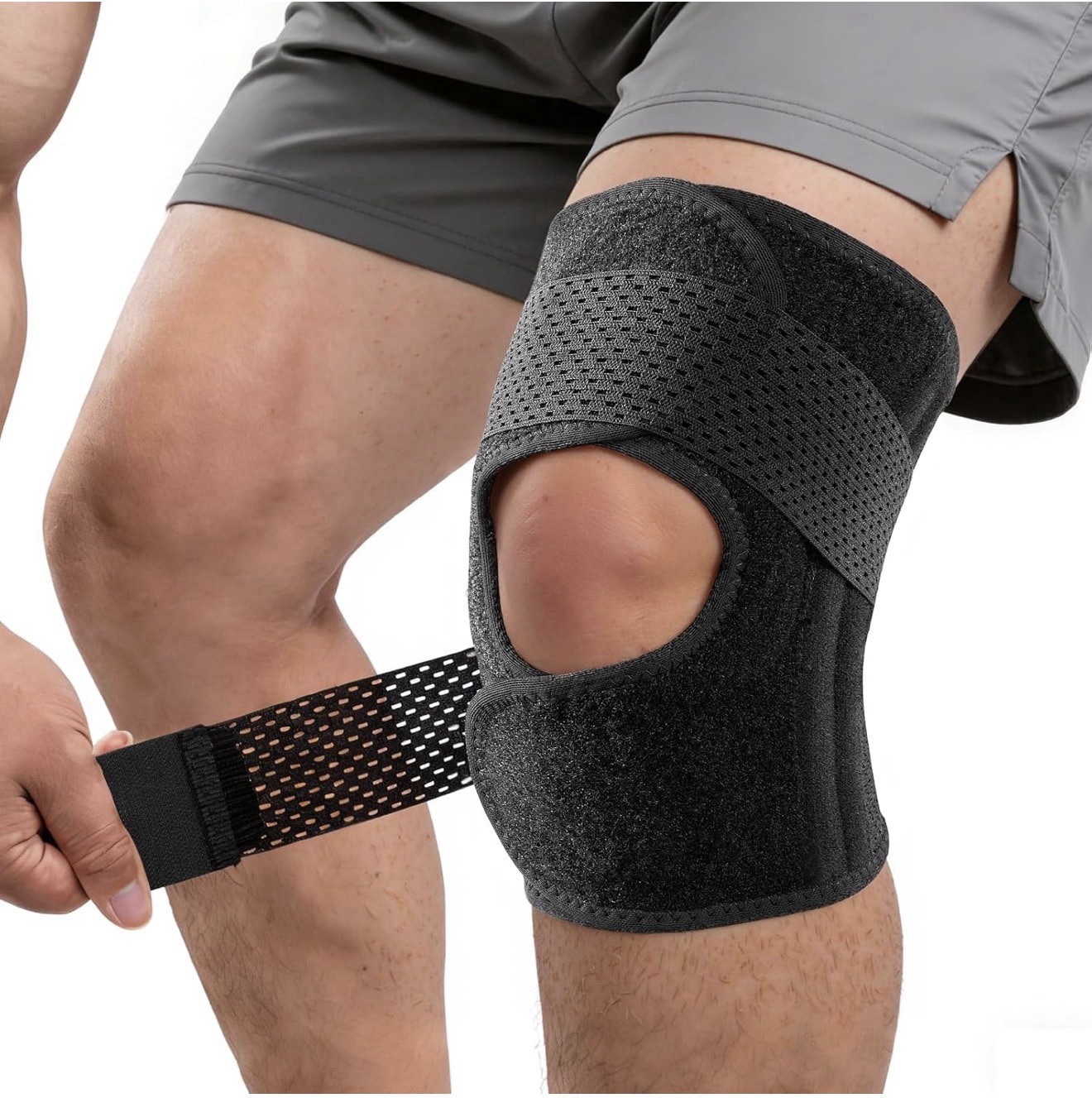 SOLOEVER Knee Brace XL Black Adjustable Compression Stabilization Support
