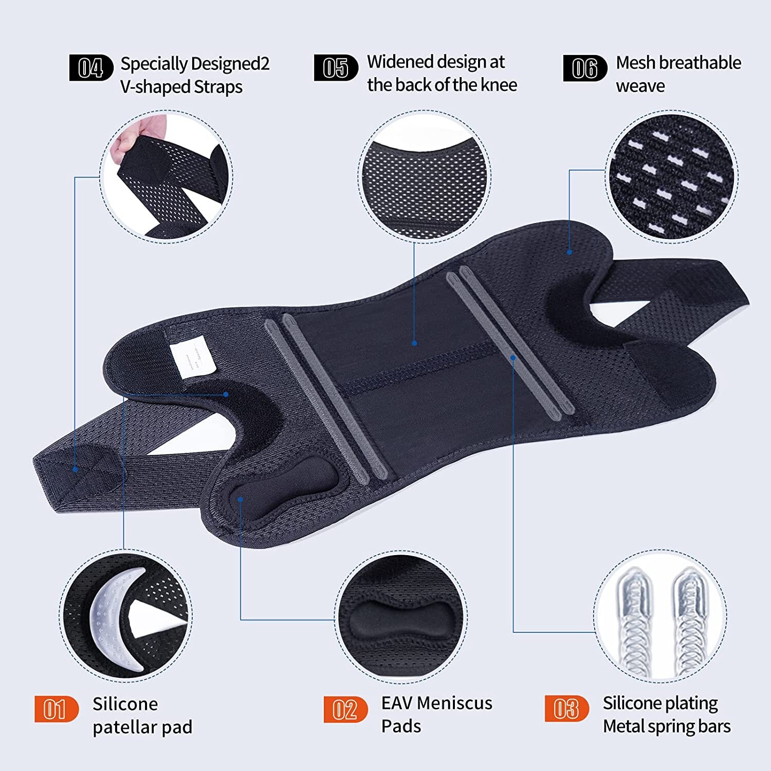 Compression Knee Brace Patella Support Meniscus Sport Joint Pain Arthritis Strap